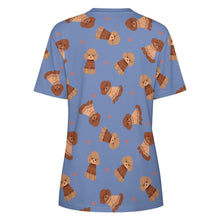 Load image into Gallery viewer, Playful Poodles in Christmas Women&#39;s Cotton T-Shirt-Apparel--19
