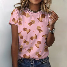 Load image into Gallery viewer, Playful Poodles in Christmas Women&#39;s Cotton T-Shirt-Apparel--10
