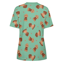 Load image into Gallery viewer, Playful Poodles in Christmas Women&#39;s Cotton T-Shirt-Apparel--26