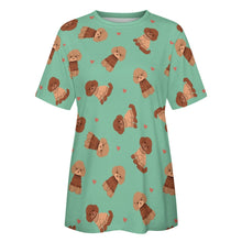 Load image into Gallery viewer, Playful Poodles in Christmas Women&#39;s Cotton T-Shirt-Apparel--34