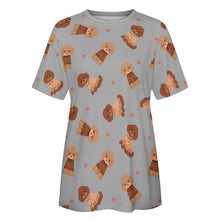 Load image into Gallery viewer, Playful Poodles in Christmas Women&#39;s Cotton T-Shirt-Apparel--38