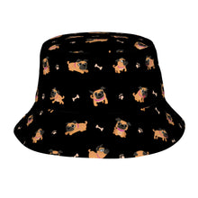 Load image into Gallery viewer, Playful Pug Adventure Bucket Hat-Hats &amp; Caps-Midnight Black-One Size-41