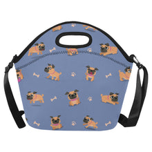 Load image into Gallery viewer, Playful Pug Adventure Neoprene Lunch Bag-CornflowerBlue-ONESIZE-5