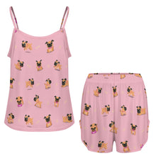 Load image into Gallery viewer, Playful Pug Adventure Women&#39;s Cami and Shorts Pajama Set-8