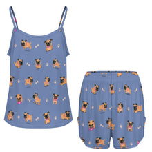 Load image into Gallery viewer, Playful Pug Adventure Women&#39;s Cami and Shorts Pajama Set-13