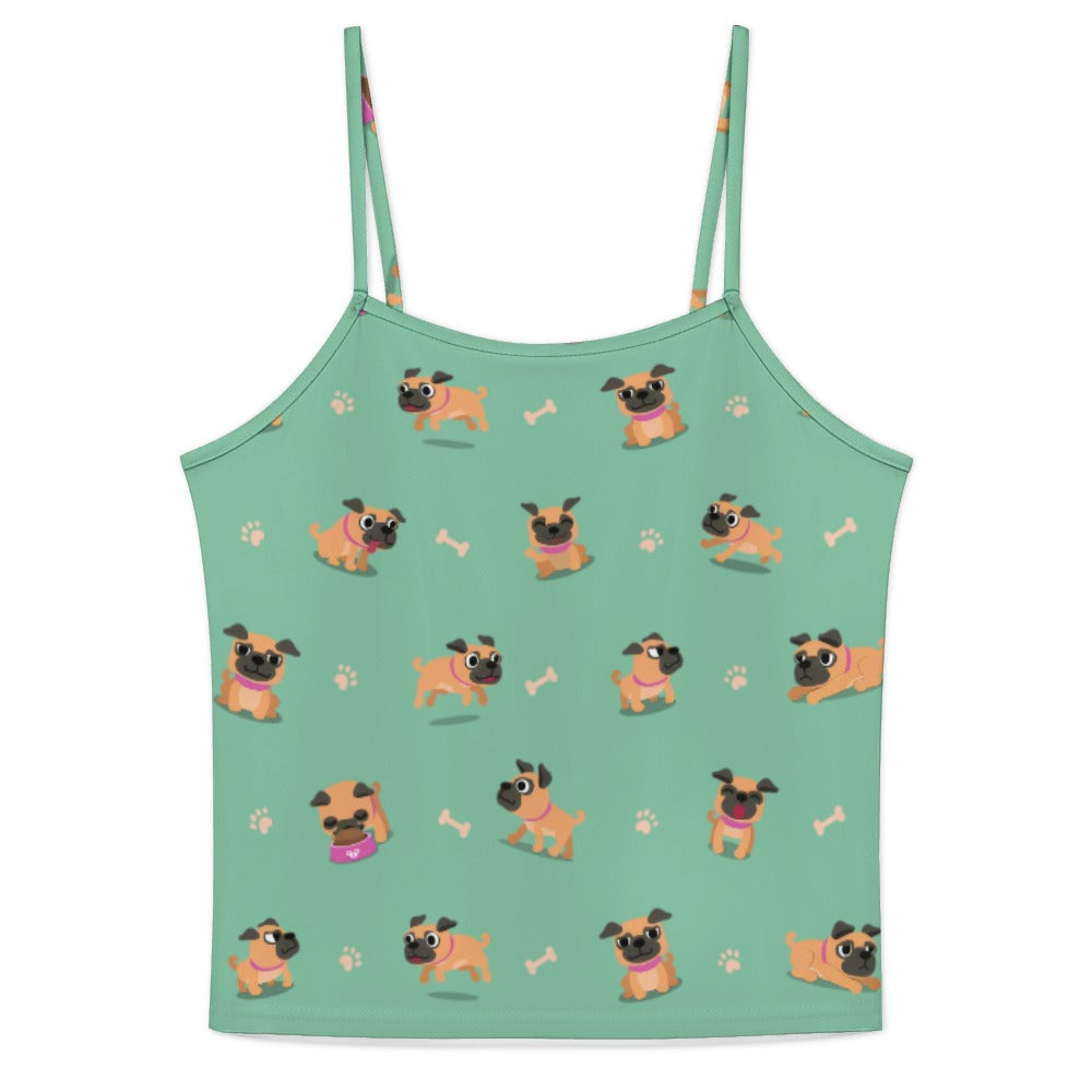 Playful Pug Adventure Women's Cami and Shorts Pajama Set-16