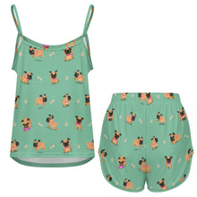 Load image into Gallery viewer, Playful Pug Adventure Women&#39;s Cami and Shorts Pajama Set-19