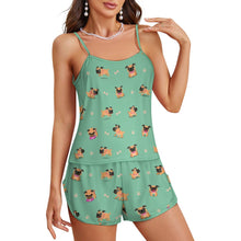 Load image into Gallery viewer, Playful Pug Adventure Women&#39;s Cami and Shorts Pajama Set-21
