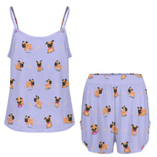 Load image into Gallery viewer, Playful Pug Adventure Women&#39;s Cami and Shorts Pajama Set-25