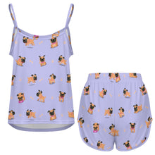Load image into Gallery viewer, Playful Pug Adventure Women&#39;s Cami and Shorts Pajama Set-27