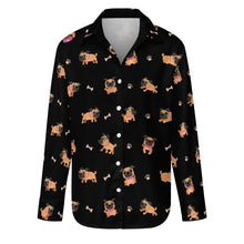 Load image into Gallery viewer, Playful Pug Adventure Women's Shirt-Apparel-Apparel,Dog Mom Gifts,Pug,Shirt-Midnight Black-S-19