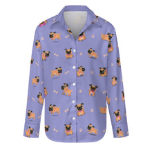 Load image into Gallery viewer, Playful Pug Adventure Women's Shirt-Apparel-Apparel,Dog Mom Gifts,Pug,Shirt-Lavender Purple-S-16