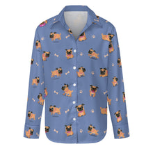Load image into Gallery viewer, Playful Pug Adventure Women's Shirt-Apparel-Apparel,Dog Mom Gifts,Pug,Shirt-Slate Blue-S-10