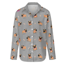 Load image into Gallery viewer, Playful Pug Adventure Women's Shirt-Apparel-Apparel,Dog Mom Gifts,Pug,Shirt-Parisian Gray-S-7