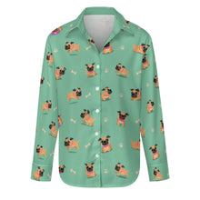 Load image into Gallery viewer, Playful Pug Adventure Women's Shirt-Apparel-Apparel,Dog Mom Gifts,Pug,Shirt-Mint Green-S-13