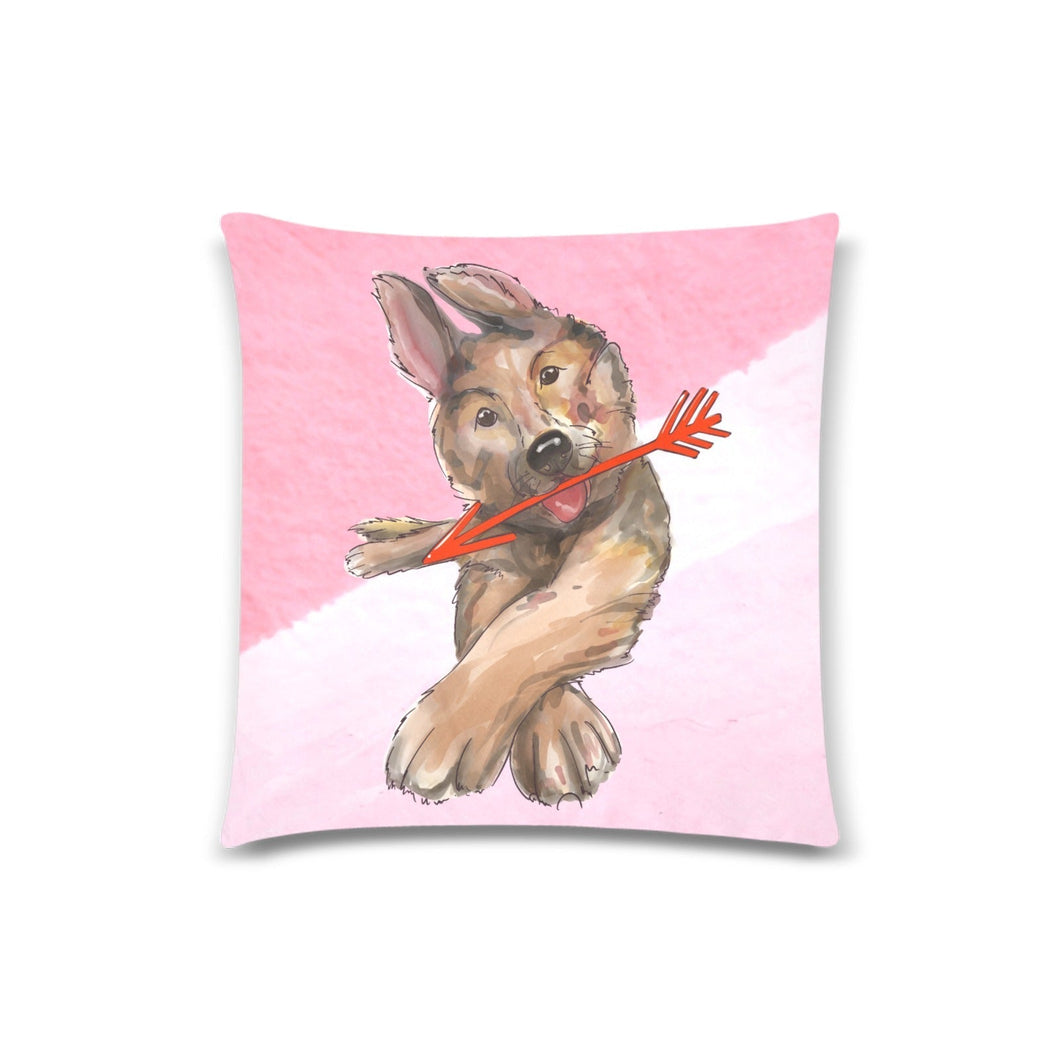 Playful Pup Embrace German Shepherd Throw Pillow Covers-White1-ONESIZE-1