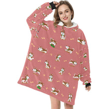 Load image into Gallery viewer, Playful Red Huskies Blanket Hoodie for Women-Blanket-Apparel, Blanket Hoodie, Blankets, Siberian Husky-8