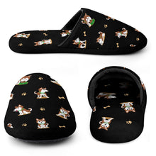 Load image into Gallery viewer, Playful Red Huskies Women&#39;s Cotton Mop Slippers-Footwear-Accessories, Dog Mom Gifts, Siberian Husky, Slippers-4