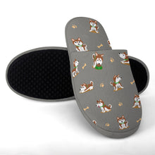 Load image into Gallery viewer, Playful Red Huskies Women&#39;s Cotton Mop Slippers-Footwear-Accessories, Dog Mom Gifts, Siberian Husky, Slippers-6