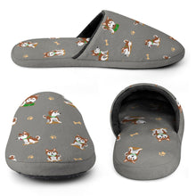 Load image into Gallery viewer, Playful Red Huskies Women&#39;s Cotton Mop Slippers-Footwear-Accessories, Dog Mom Gifts, Siberian Husky, Slippers-8