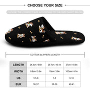 Playful Red Huskies Women's Cotton Mop Slippers-Footwear-Accessories, Dog Mom Gifts, Siberian Husky, Slippers-36-37_（5.5-6）-Black-1