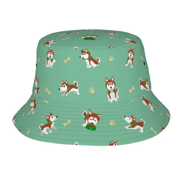 Playful Red Husky Adventures Bucket Hat Mint Green One Size 9 360x