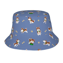 Load image into Gallery viewer, Playful Red Husky Adventures Bucket Hat-Hats &amp; Caps-Slate Blue-One Size-1