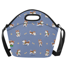 Load image into Gallery viewer, Playful Red Husky Adventures Neoprene Lunch Bag-CornflowerBlue1-ONESIZE-14