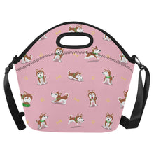 Load image into Gallery viewer, Playful Red Husky Adventures Neoprene Lunch Bag-Pink-ONESIZE-1