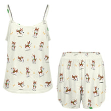 Load image into Gallery viewer, Playful Red Husky Adventures Women's Cami and Shorts Pajama Set-11