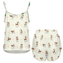 Load image into Gallery viewer, Playful Red Husky Adventures Women's Cami and Shorts Pajama Set-12