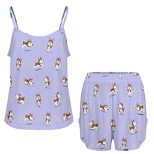 Load image into Gallery viewer, Playful Red Husky Adventures Women's Cami and Shorts Pajama Set-7