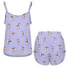 Load image into Gallery viewer, Playful Red Husky Adventures Women's Cami and Shorts Pajama Set-8