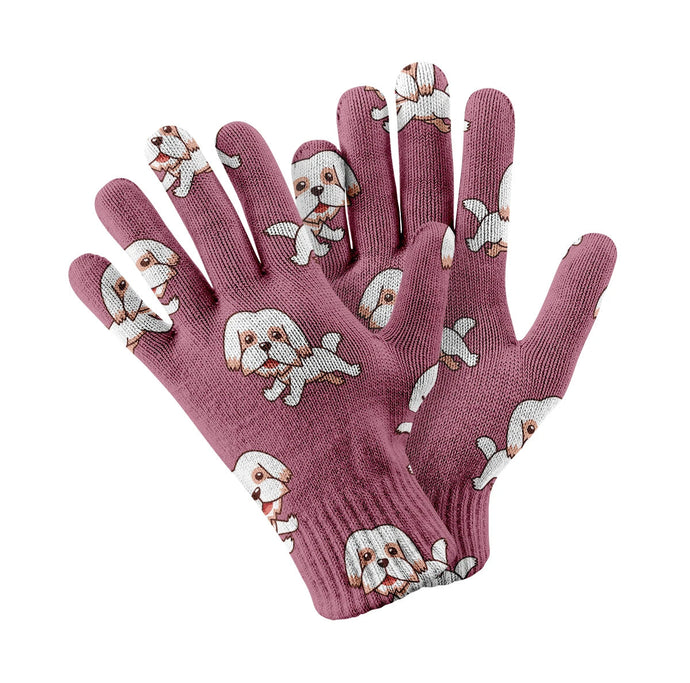 Playful Shih Tzu Love Touch Screen Gloves-Accessories-Accessories, Dog Dad Gifts, Dog Mom Gifts, Gloves, Shih Tzu-Rose gold-2