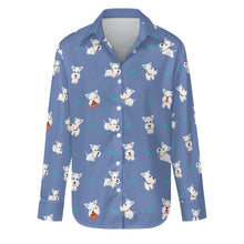 Load image into Gallery viewer, Playful Westie Adventure Love Women's Shirt-Apparel-Apparel,Dog Mom Gifts,Shirt,West Highland Terrier-S-CornflowerBlue-6