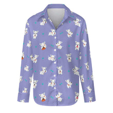 Load image into Gallery viewer, Playful Westie Adventure Love Women's Shirt-Apparel-Apparel,Dog Mom Gifts,Shirt,West Highland Terrier-S-CornflowerBlue_1-11
