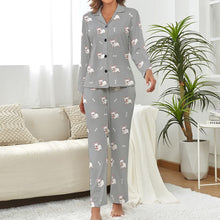 Load image into Gallery viewer, Playful White Frenchie Charm Pajamas Set for Women-35
