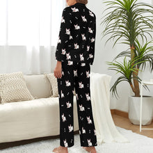 Load image into Gallery viewer, Playful White Frenchie Charm Pajamas Set for Women-S-Black-31