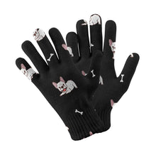 Load image into Gallery viewer, Playful White Frenchie Charm Touch Screen Gloves-Accessories-Accessories,Dog Dad Gifts,Dog Mom Gifts,Gloves-Black-5