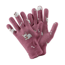 Load image into Gallery viewer, Playful White Frenchie Charm Touch Screen Gloves-Accessories-Accessories,Dog Dad Gifts,Dog Mom Gifts,Gloves-Rose gold-2