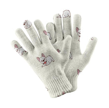 Load image into Gallery viewer, Playful White Frenchie Charm Touch Screen Gloves-Accessories-Accessories,Dog Dad Gifts,Dog Mom Gifts,Gloves-White-3