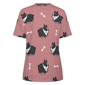 Plumpy Boston Terrier Love All Over Print Women's Cotton T-Shirt - 4 Colors-Apparel-Apparel, Boston Terrier, Shirt, T Shirt-11