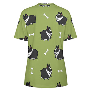Plumpy Boston Terrier Love All Over Print Women's Cotton T-Shirt - 4 Colors-Apparel-Apparel, Boston Terrier, Shirt, T Shirt-13
