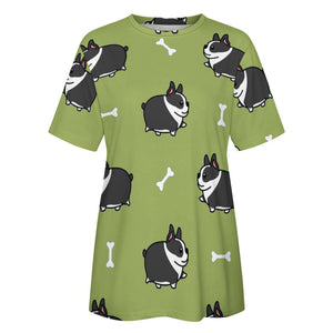 Plumpy Boston Terrier Love All Over Print Women's Cotton T-Shirt - 4 Colors-Apparel-Apparel, Boston Terrier, Shirt, T Shirt-14