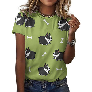 Plumpy Boston Terrier Love All Over Print Women's Cotton T-Shirt - 4 Colors-Apparel-Apparel, Boston Terrier, Shirt, T Shirt-18