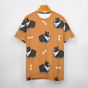 Plumpy Boston Terrier Love All Over Print Women's Cotton T-Shirt - 4 Colors-Apparel-Apparel, Boston Terrier, Shirt, T Shirt-5