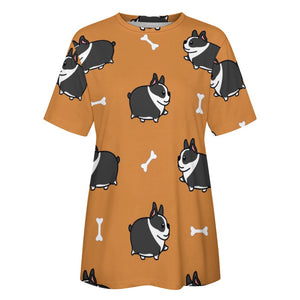 Plumpy Boston Terrier Love All Over Print Women's Cotton T-Shirt - 4 Colors-Apparel-Apparel, Boston Terrier, Shirt, T Shirt-6