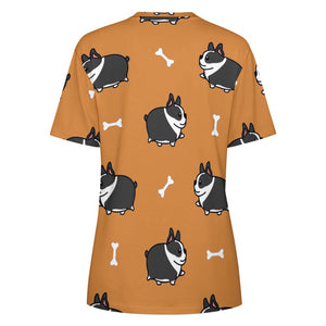 Plumpy Boston Terrier Love All Over Print Women's Cotton T-Shirt - 4 Colors-Apparel-Apparel, Boston Terrier, Shirt, T Shirt-7