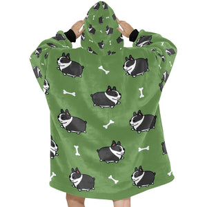 Plumpy Boston Terrier Love Blanket Hoodie for Women-Apparel-Apparel, Blankets-11