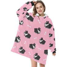 Load image into Gallery viewer, Plumpy Boston Terrier Love Blanket Hoodie for Women-Apparel-Apparel, Blankets-7